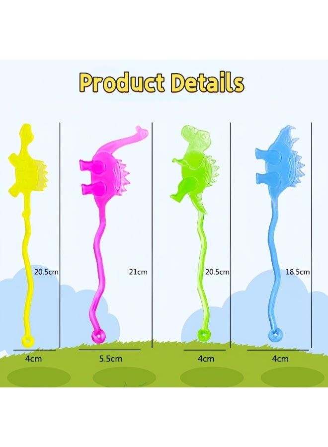 عبوة من 20 لعبة ديناصور قابلة للتمدد والانحناء بألوان ممتعة، أيادي لاصقة مطاطية مرحة، أصابع لاصقة، قابلة للتمدد، ذات ملمس لزج ولين، لعبة لتخفيف التوتر والقلق، مثالية كهدايا لحفلات الأطفال. - Image 3